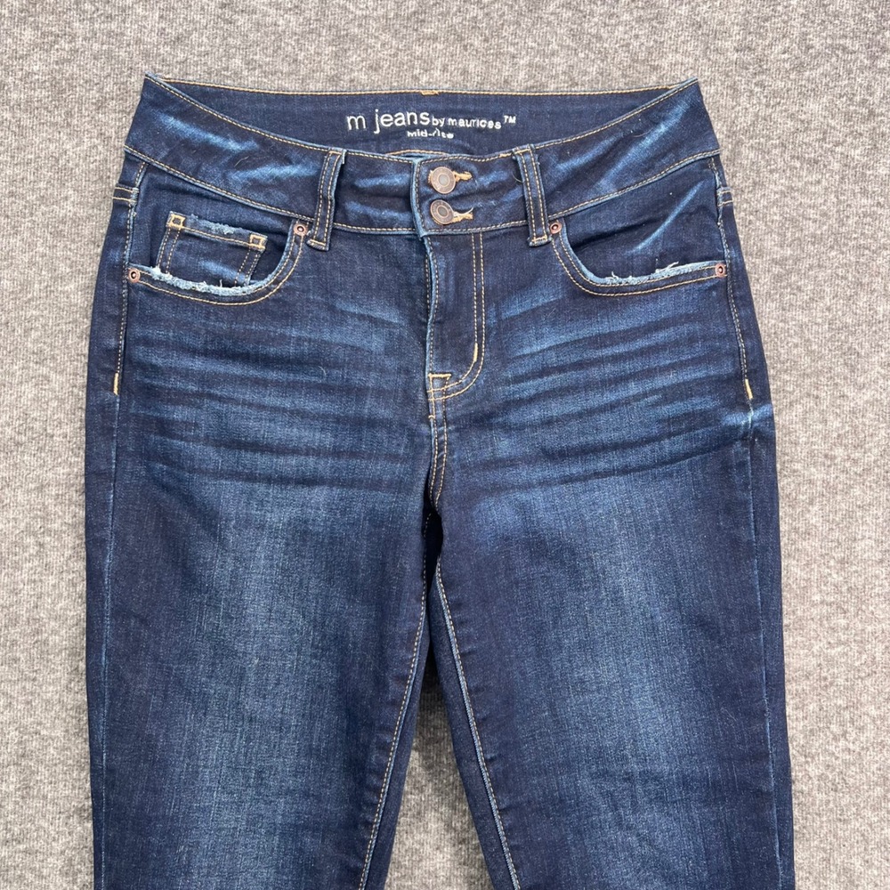 m jeans by maurices Womens Mid Rise Skinny Jeans Dark Wash Blue Size S Stretch - Picture 2 of 12